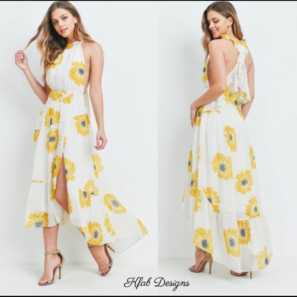 New! Ruffled Floral Maxi Dress